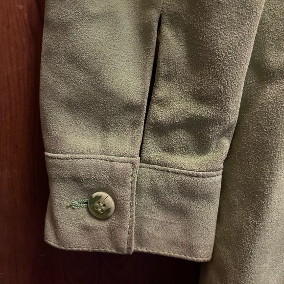Cynthia Rowley suede coat dress, size 4, celery, green color. - Picture 3 of 5